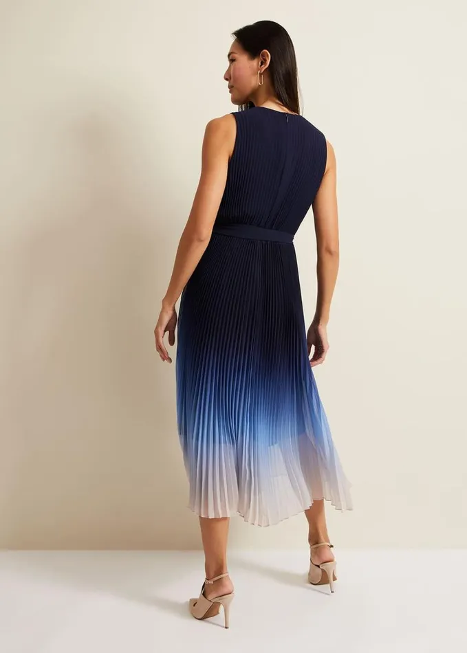Phase Eight Freya Ombre Pleat Midi Dress Multicoloured Women Dresses
