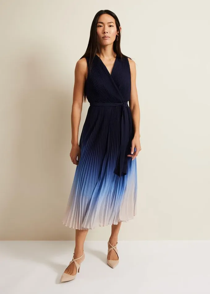 Phase Eight Freya Ombre Pleat Midi Dress Multicoloured Women Dresses