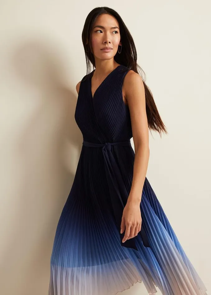 Phase Eight Freya Ombre Pleat Midi Dress Multicoloured Women Dresses