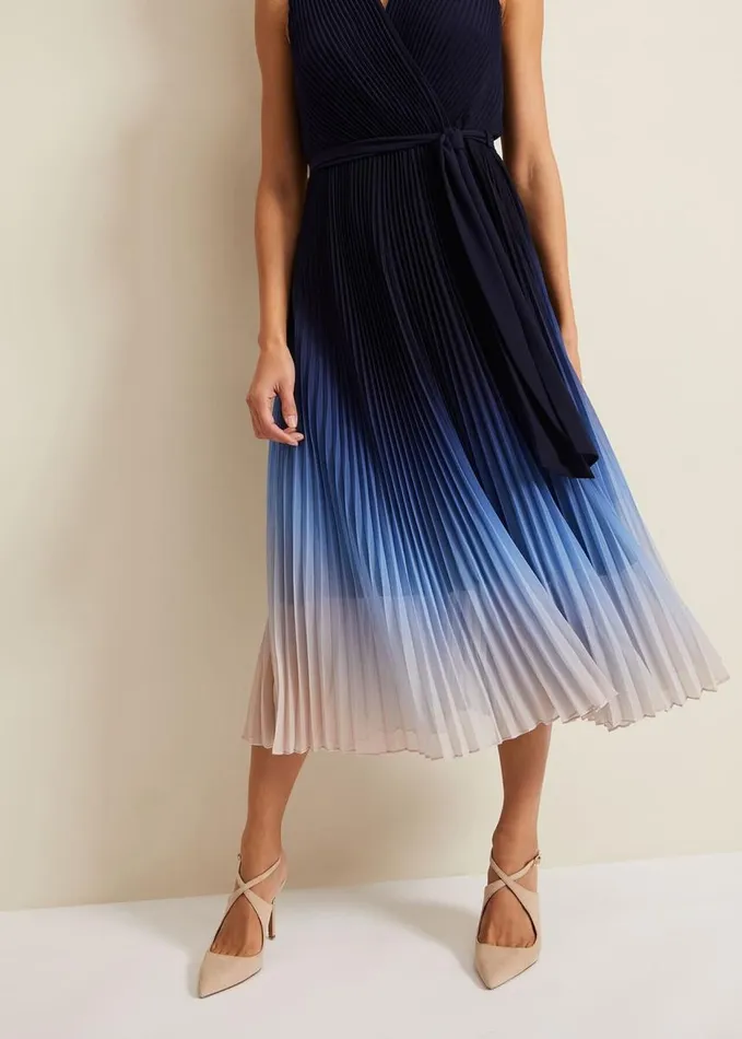 Phase Eight Freya Ombre Pleat Midi Dress Multicoloured Women Dresses