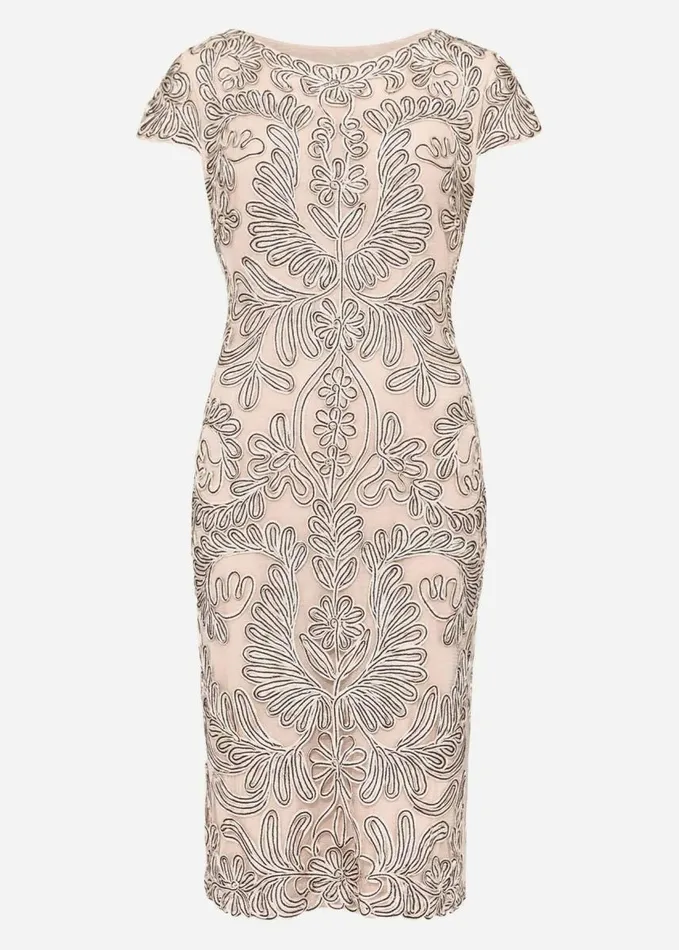 Phase Eight Genevieve Tapework Lace Dress Oysternavy Women Dresses