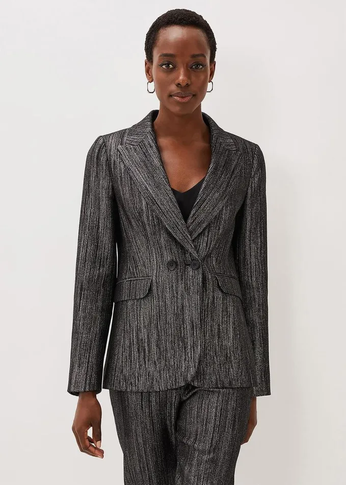 Phase Eight Geri Glitter Jacket Blacksilver Women Jackets