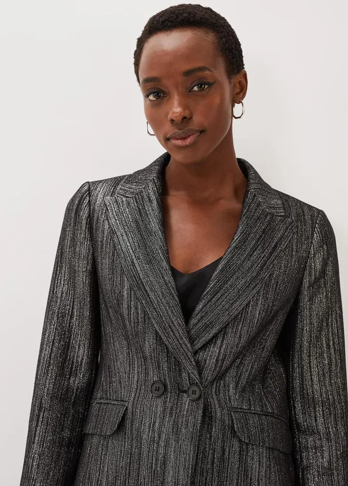 Phase Eight Geri Glitter Jacket Blacksilver Women Jackets