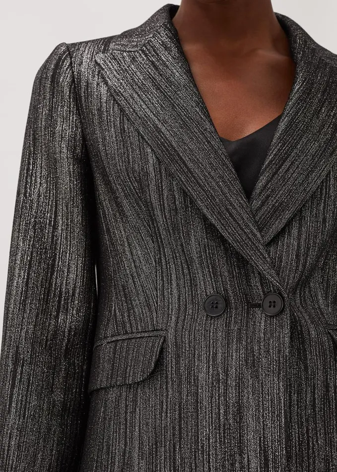 Phase Eight Geri Glitter Jacket Blacksilver Women Jackets