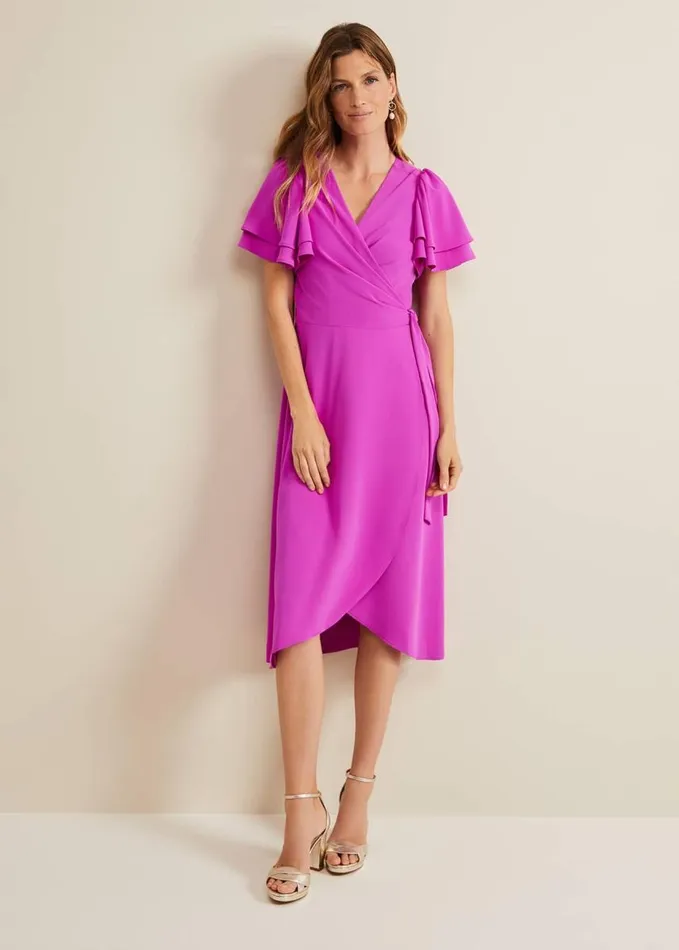 Phase Eight Gian Magenta Wrap Midi Dress Magenta Women Dresses