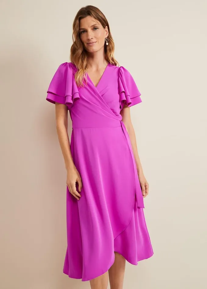 Phase Eight Gian Magenta Wrap Midi Dress Magenta Women Dresses