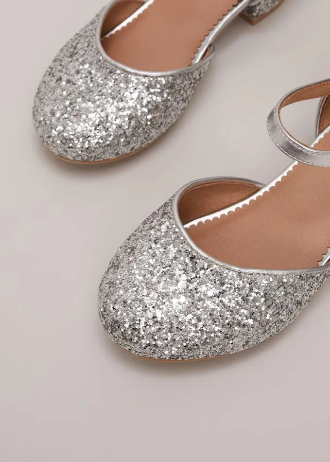 Phase Eight Glitter Heeled Shoes Silver Women Childrenswear