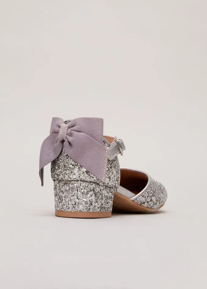 Phase Eight Glitter Heeled Shoes Silver Women Childrenswear