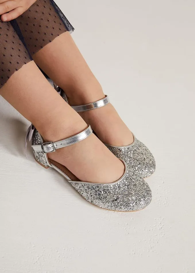 Phase Eight Glitter Heeled Shoes Silver Women Childrenswear