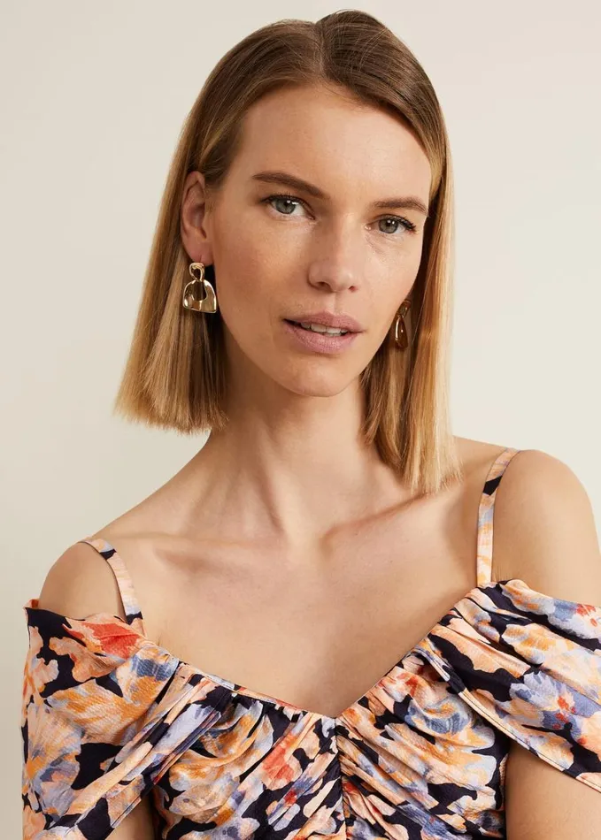Phase Eight Gold Irregular Square Drop Earrings Gold Women Jewellery