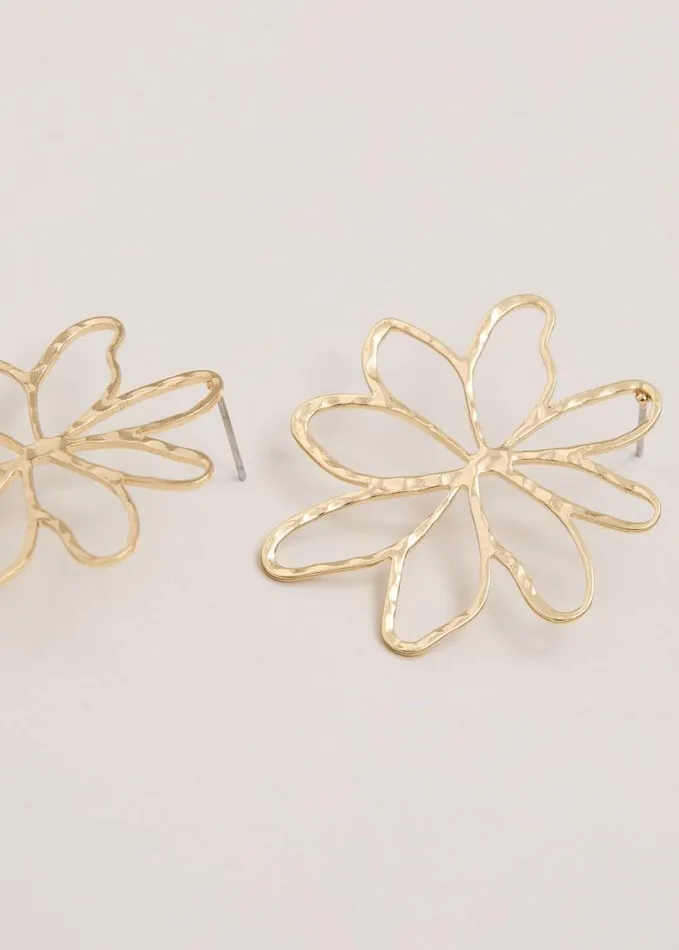 Phase Eight Gold Open Flower Stud Earrings Gold Women Jewellery