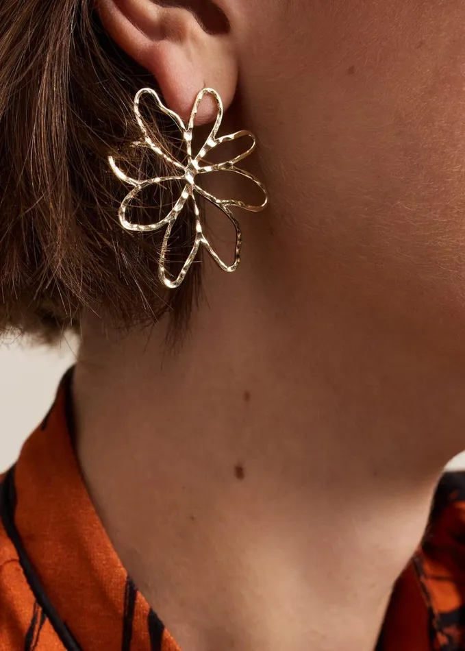 Phase Eight Gold Open Flower Stud Earrings Gold Women Jewellery