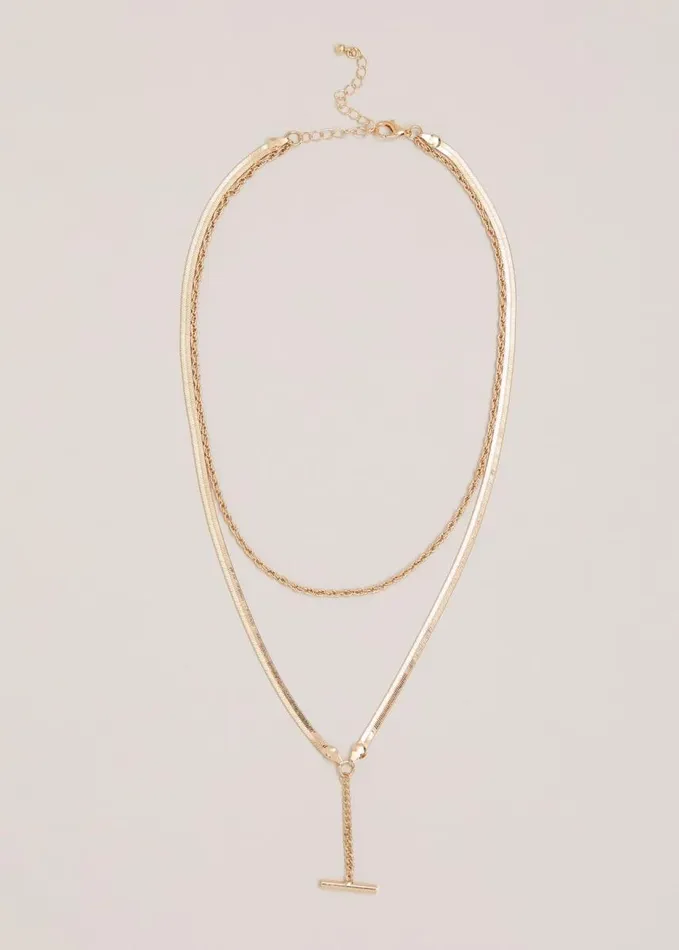 Phase Eight Gold Snake Chain TBar Necklace Gold Women Jewellery