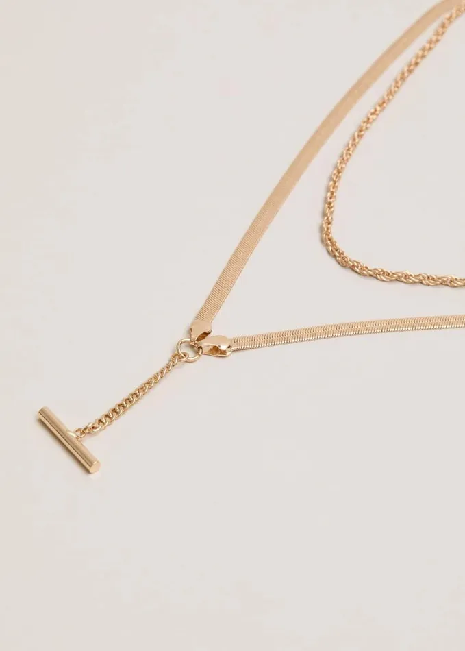 Phase Eight Gold Snake Chain TBar Necklace Gold Women Jewellery