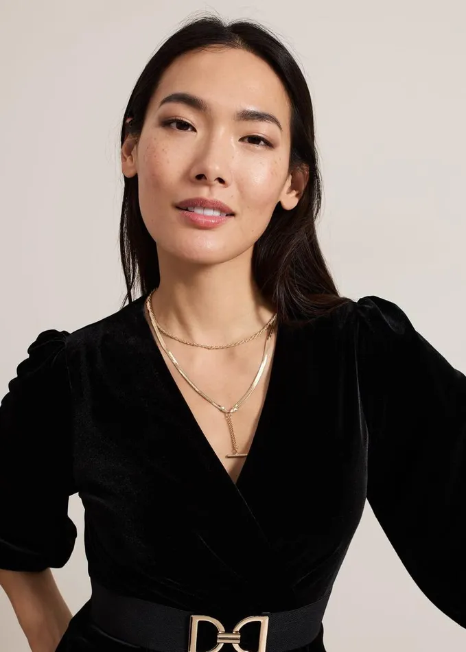 Phase Eight Gold Snake Chain TBar Necklace Gold Women Jewellery
