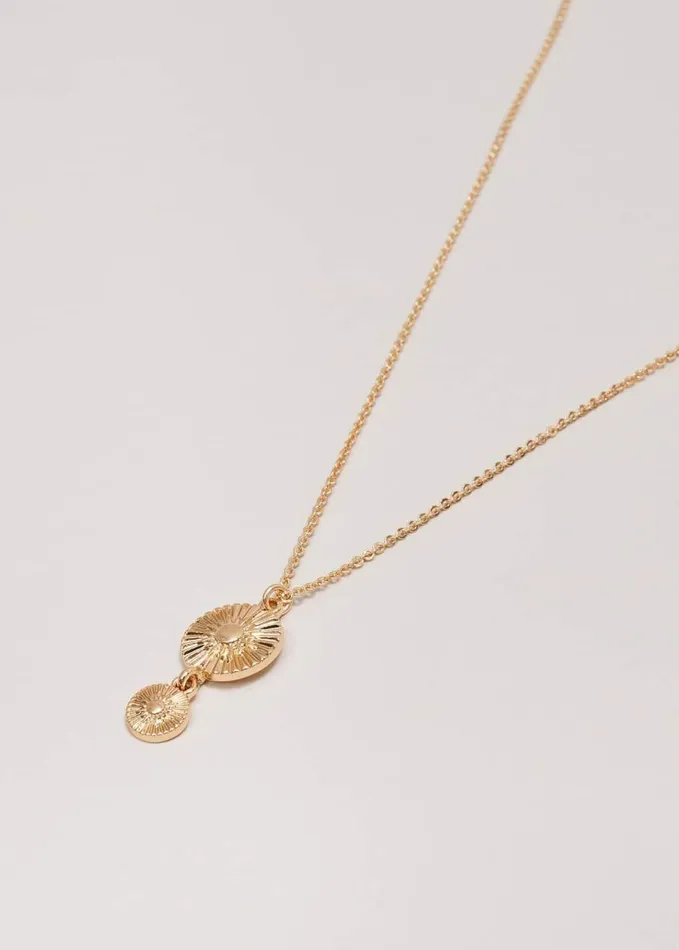 Phase Eight Gold Textured Disc Pendant Necklace Gold Women Jewellery