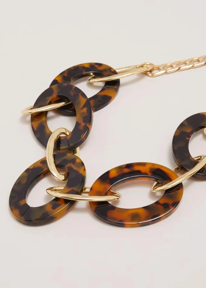 Phase Eight Gold Tort Resin Necklace Brown Women Jewellery