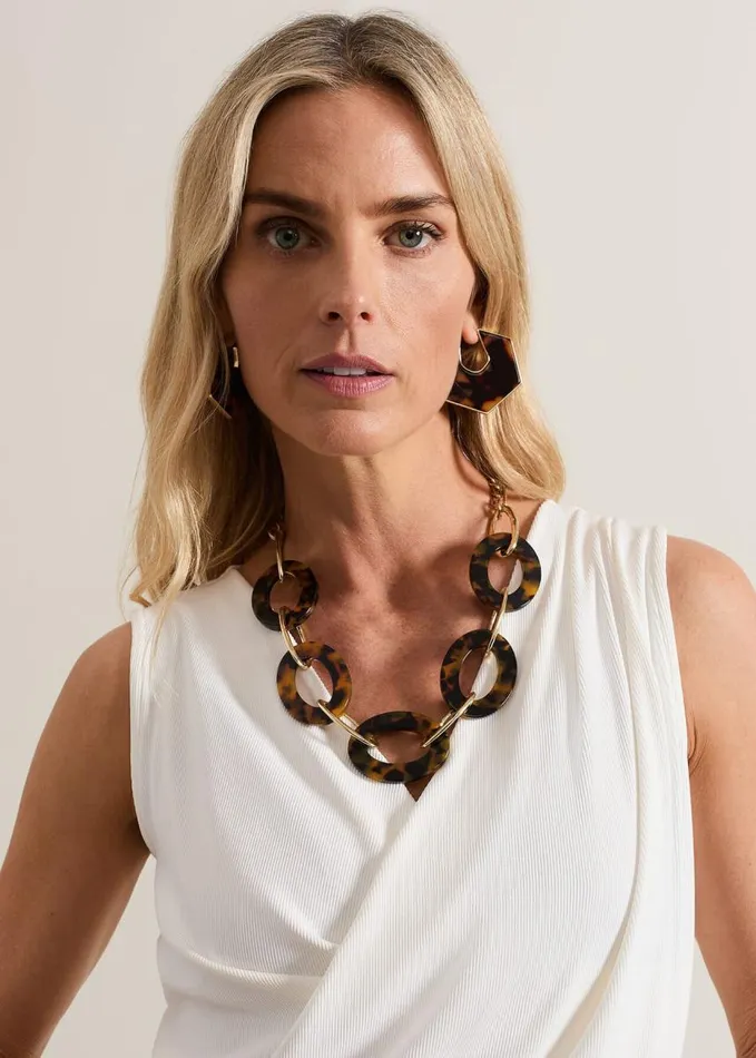 Phase Eight Gold Tort Resin Necklace Brown Women Jewellery