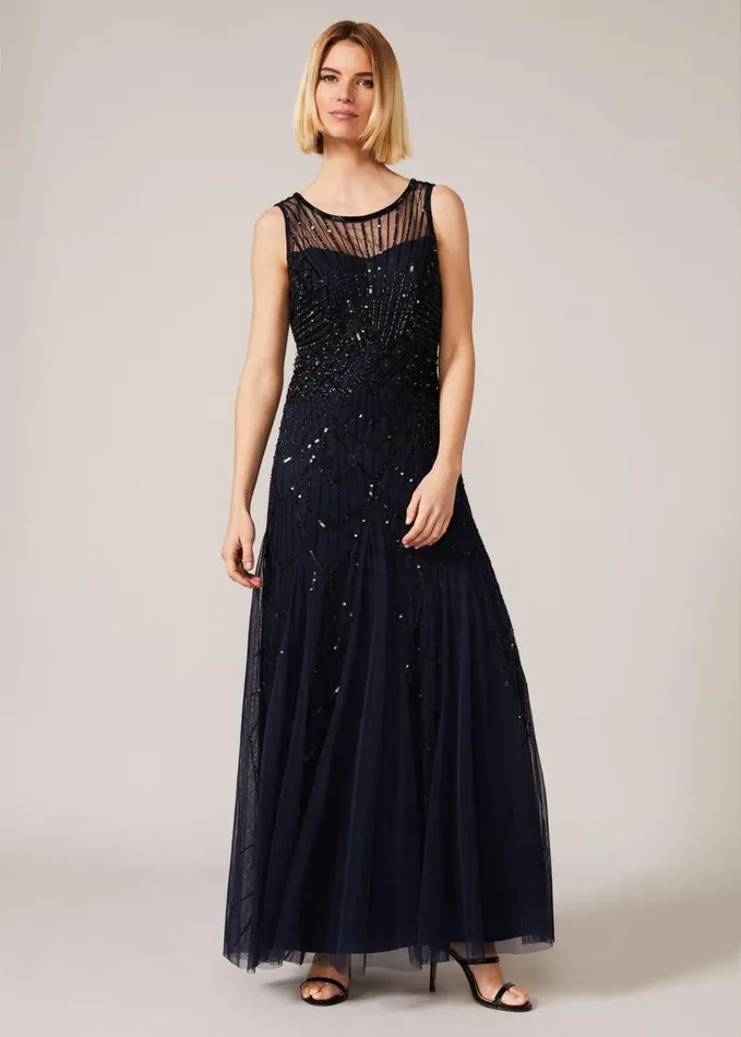 Phase Eight Greta Embellished Tulle Maxi Dress Navyblack Women Dresses