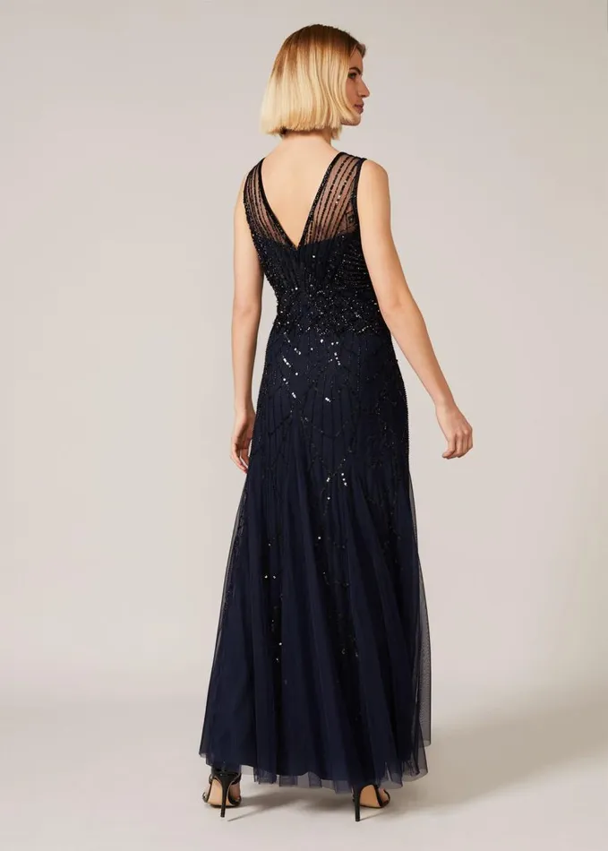 Phase Eight Greta Embellished Tulle Maxi Dress Navyblack Women Dresses