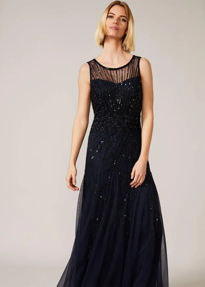 Phase Eight Greta Embellished Tulle Maxi Dress Navyblack Women Dresses