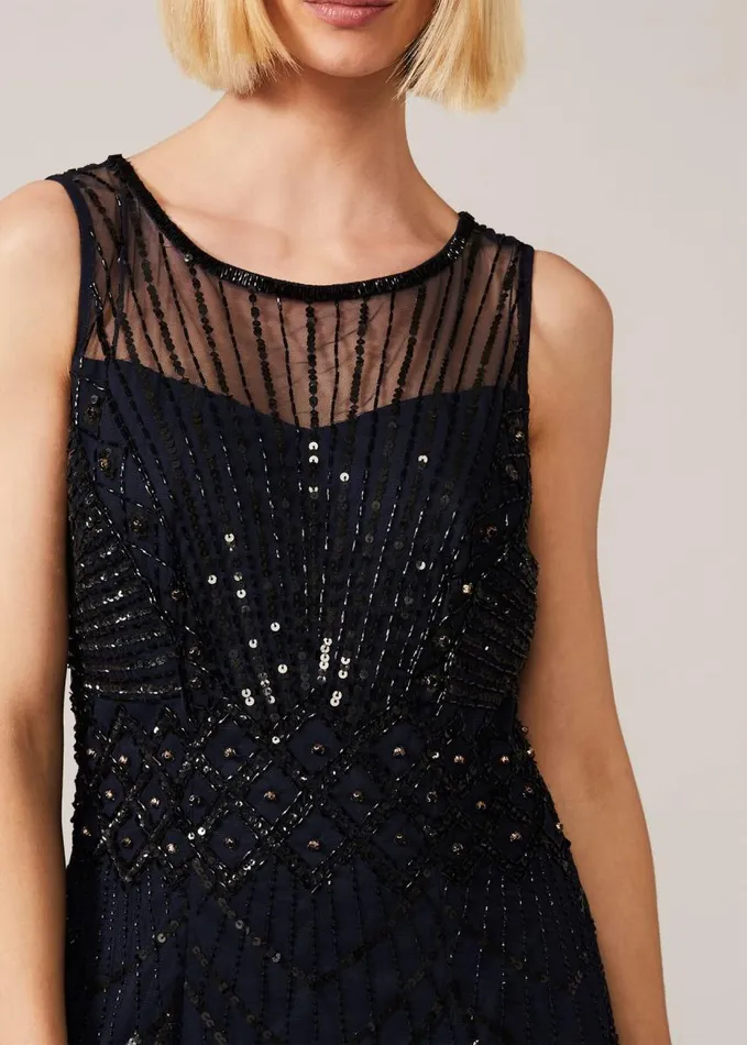 Phase Eight Greta Embellished Tulle Maxi Dress Navyblack Women Dresses