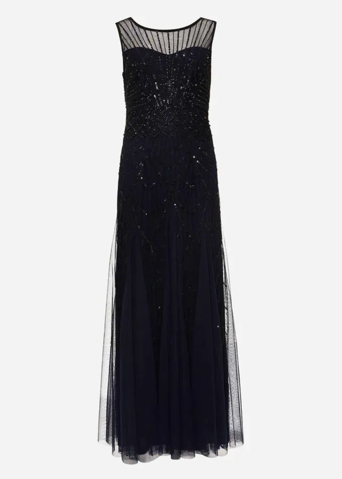 Phase Eight Greta Embellished Tulle Maxi Dress Navyblack Women Dresses