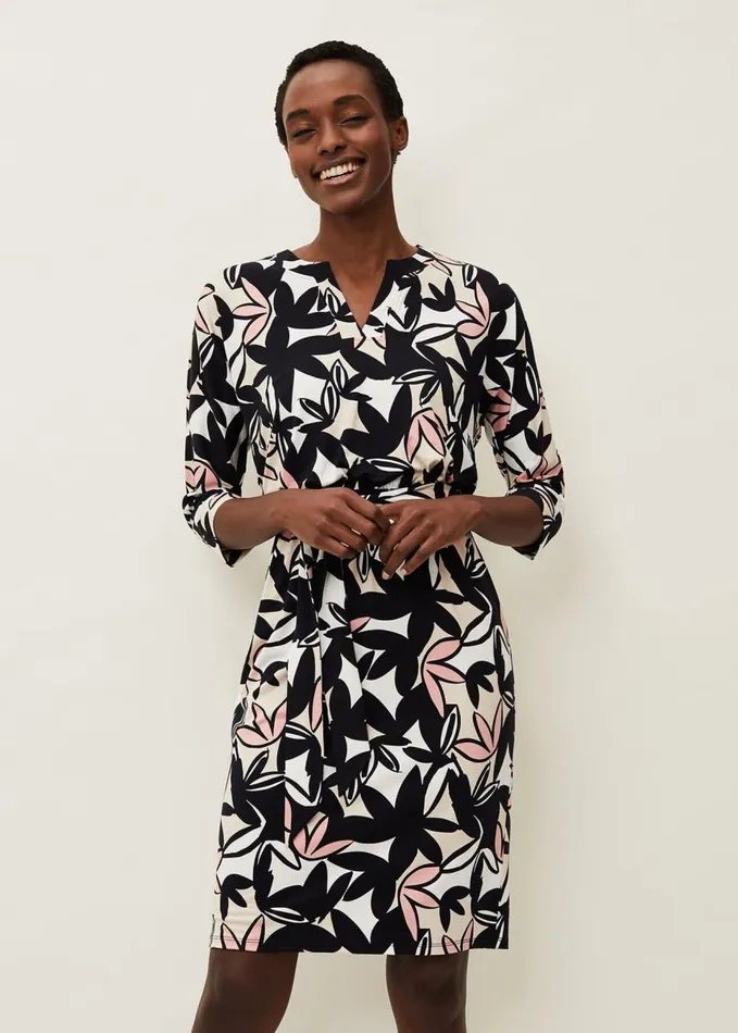 Phase Eight Gwin Leaf Print Dress Multicoloured Women Dresses