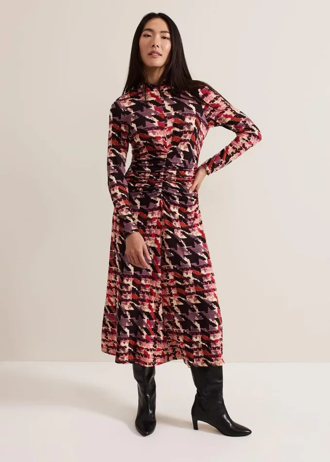 Phase Eight Harrie Dogtooth Colourful Jersey Dress Multicoloured Women Dresses