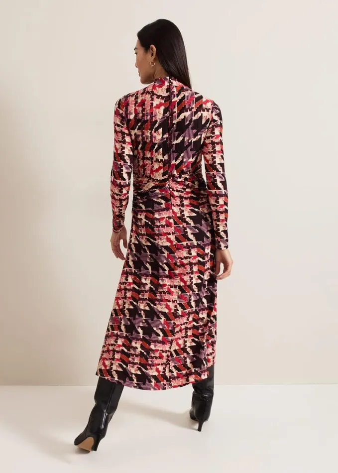 Phase Eight Harrie Dogtooth Colourful Jersey Dress Multicoloured Women Dresses