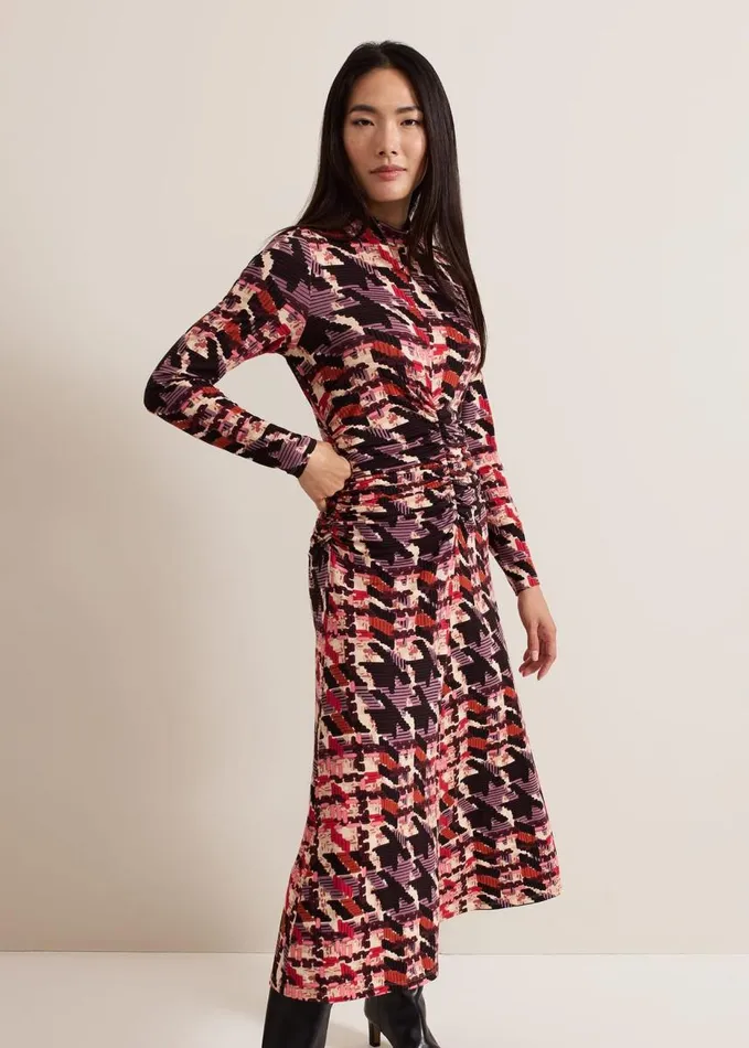 Phase Eight Harrie Dogtooth Colourful Jersey Dress Multicoloured Women Dresses