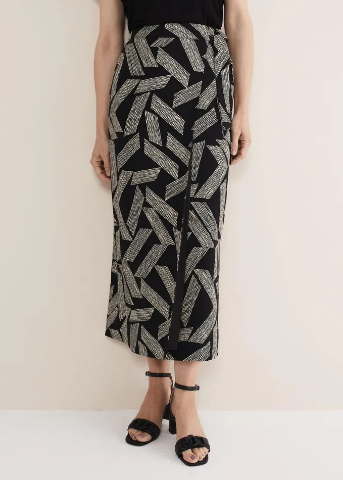 Phase Eight Hatty Diagonal Dot Wrap Skirt Blackivory Women Skirts