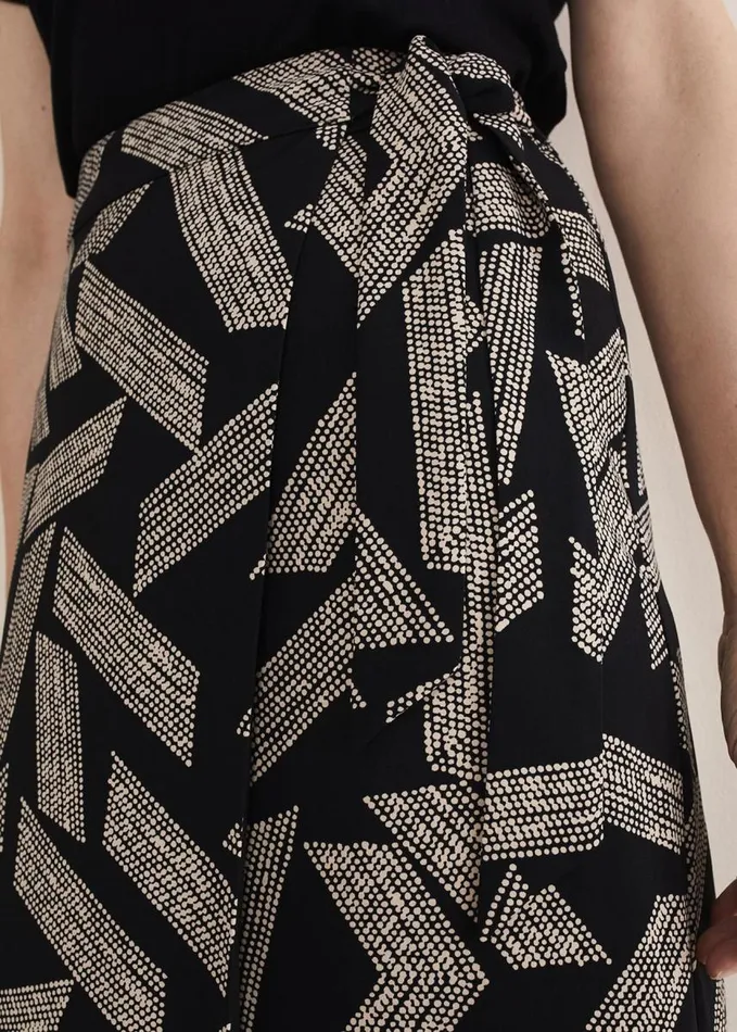 Phase Eight Hatty Diagonal Dot Wrap Skirt Blackivory Women Skirts
