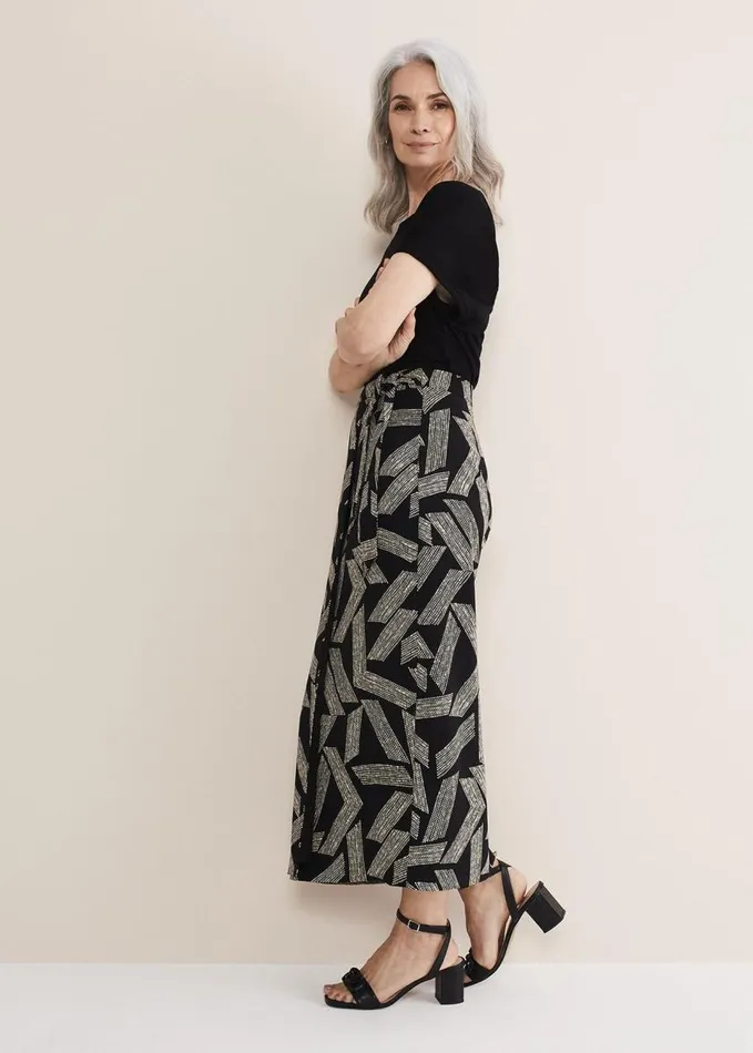 Phase Eight Hatty Diagonal Dot Wrap Skirt Blackivory Women Skirts
