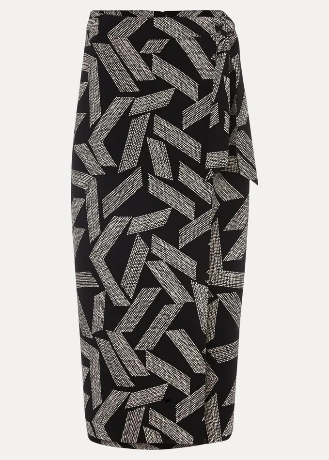 Phase Eight Hatty Diagonal Dot Wrap Skirt Blackivory Women Skirts