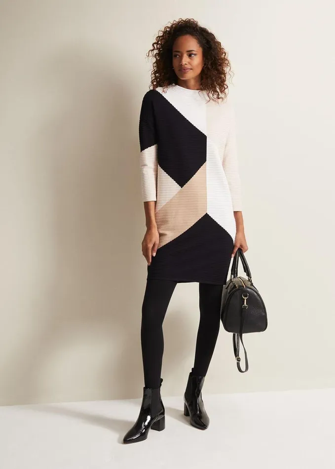 Phase Eight Hetty Colour Block Tunic Mini Dress Multicoloured Women Dresses
