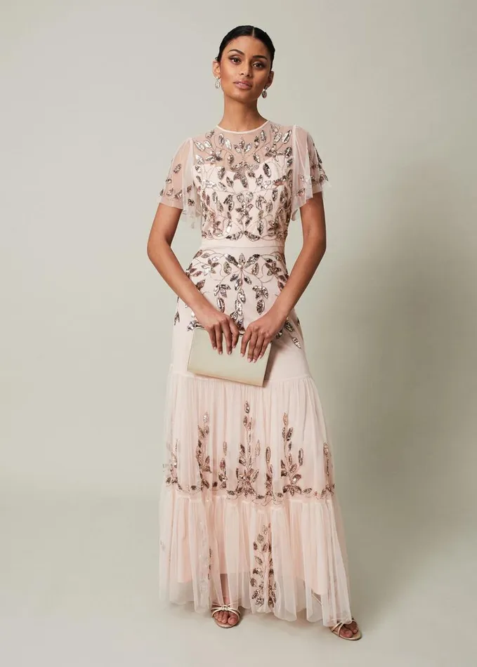 Phase Eight Hilary Embellished Maxi Dress Mauve Women Dresses
