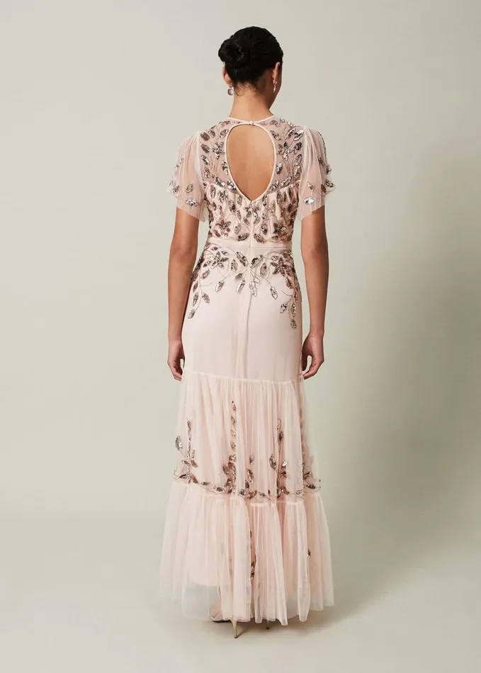 Phase Eight Hilary Embellished Maxi Dress Mauve Women Dresses