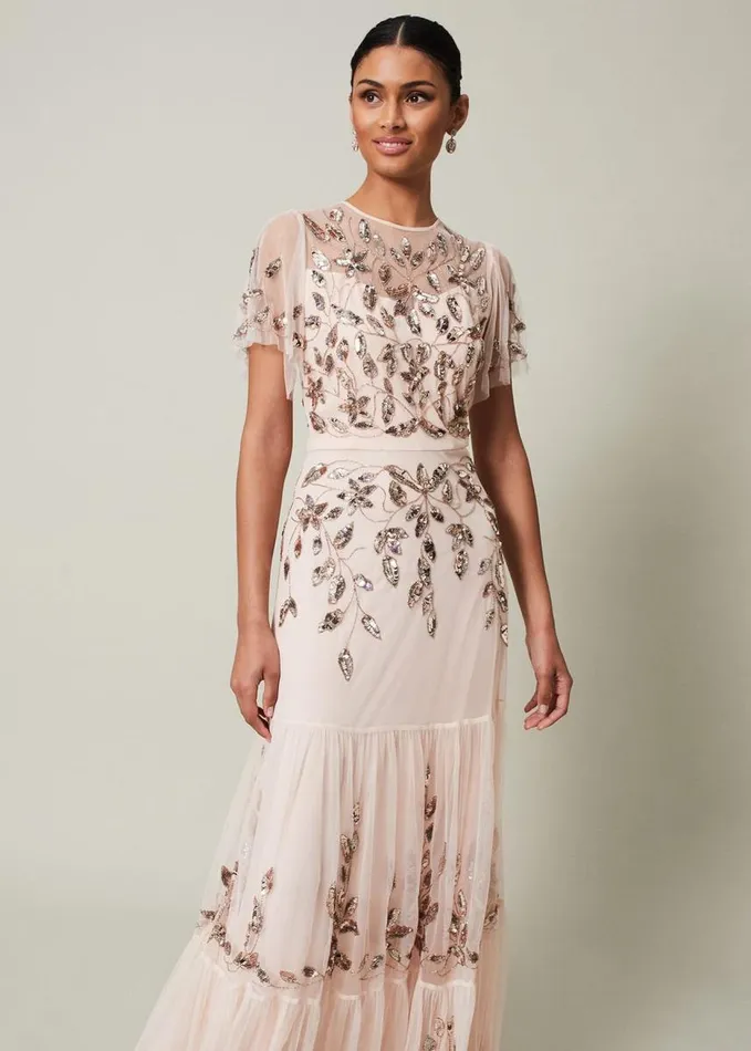 Phase Eight Hilary Embellished Maxi Dress Mauve Women Dresses