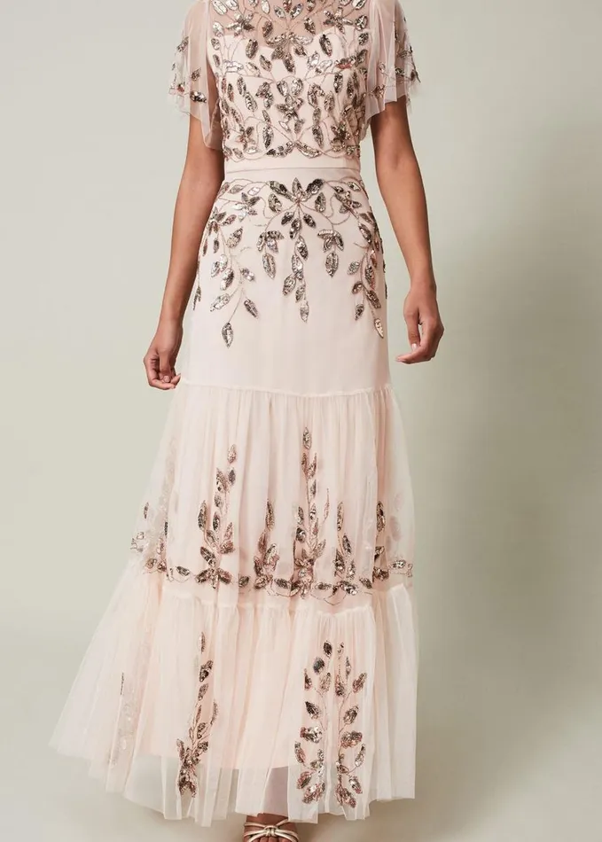Phase Eight Hilary Embellished Maxi Dress Mauve Women Dresses