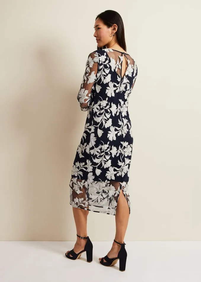 Phase Eight Irina Floral Mesh Midi Dress Multicoloured Women Dresses