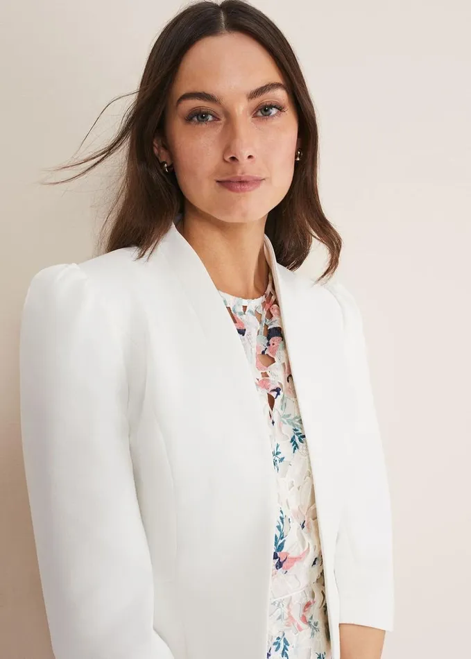 Phase Eight Isabella Bow Jacket Ivory Women Jackets