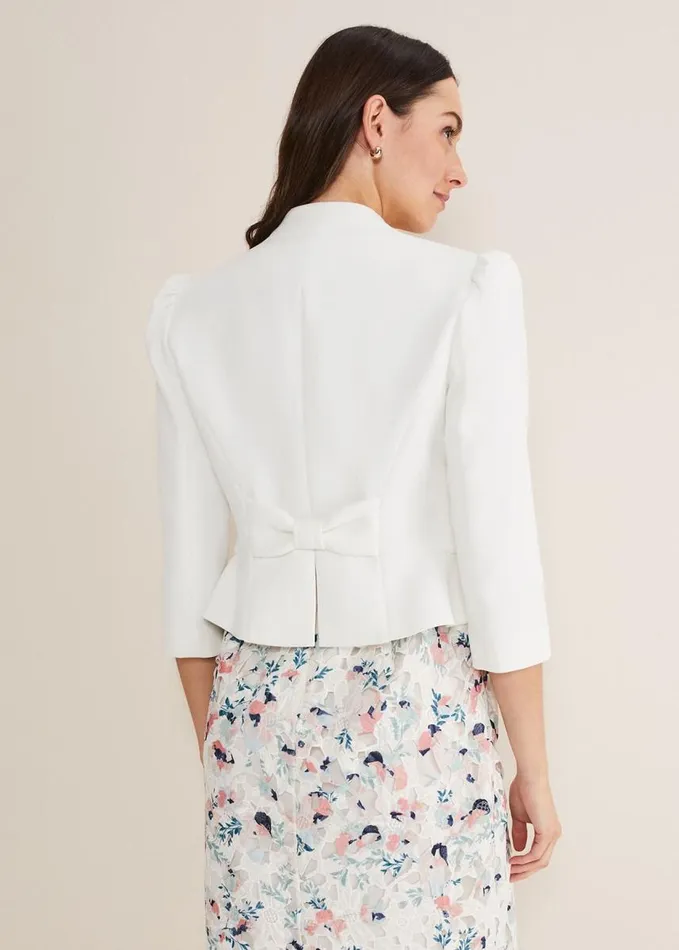 Phase Eight Isabella Bow Jacket Ivory Women Jackets
