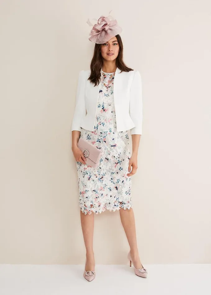 Phase Eight Isabella Bow Jacket Ivory Women Jackets