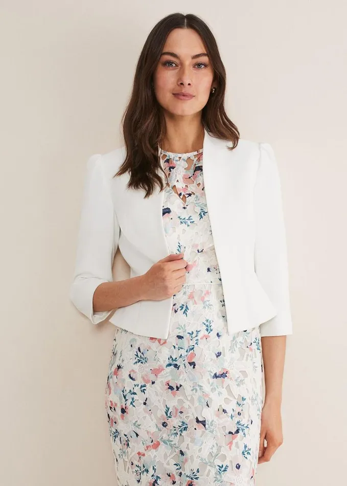 Phase Eight Isabella Bow Jacket Ivory Women Jackets