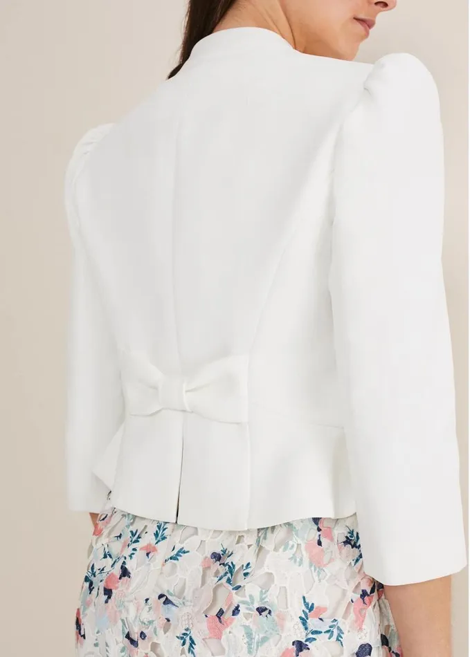 Phase Eight Isabella Bow Jacket Ivory Women Jackets