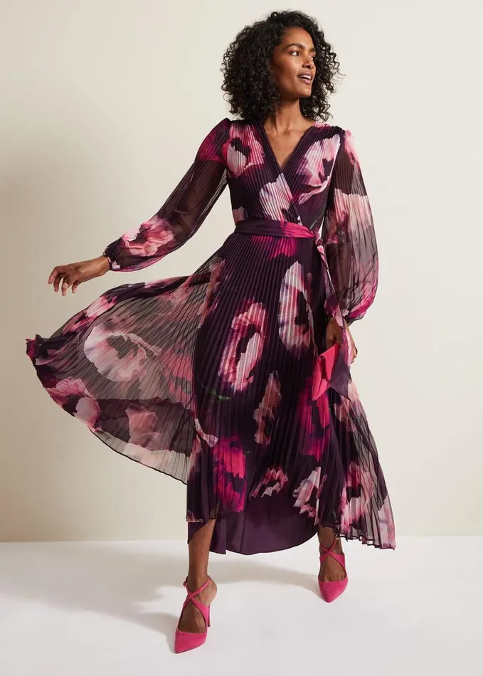 Phase Eight Isadora Pleated Dress Multicoloured Women Dresses