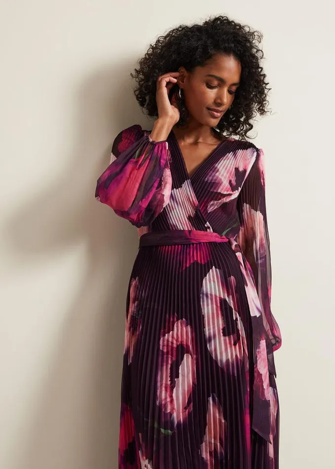 Phase Eight Isadora Pleated Dress Multicoloured Women Dresses