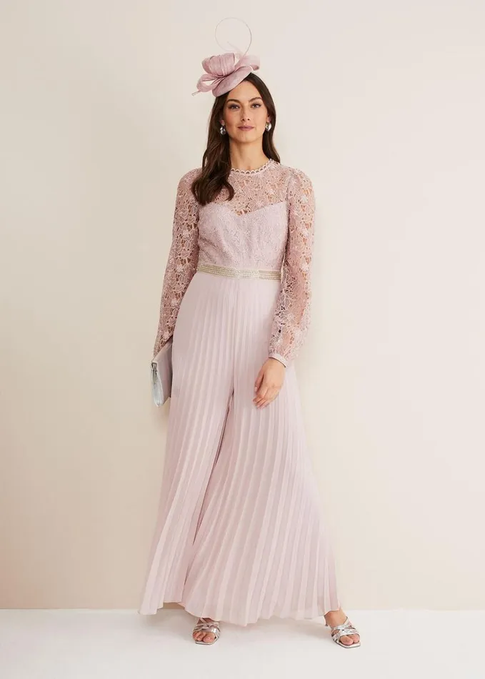 Phase Eight Isla Lace Wide Leg Jumpsuit Antique Rose Women Dresses