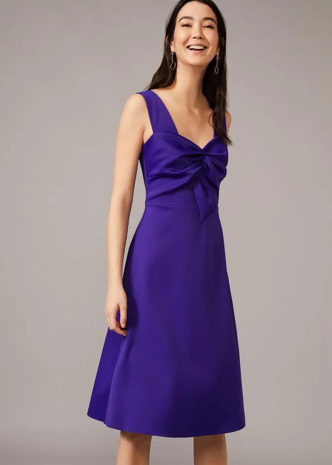 Phase Eight Jadine Bow Fit and Flare Dress Electric Blue Women Dresses